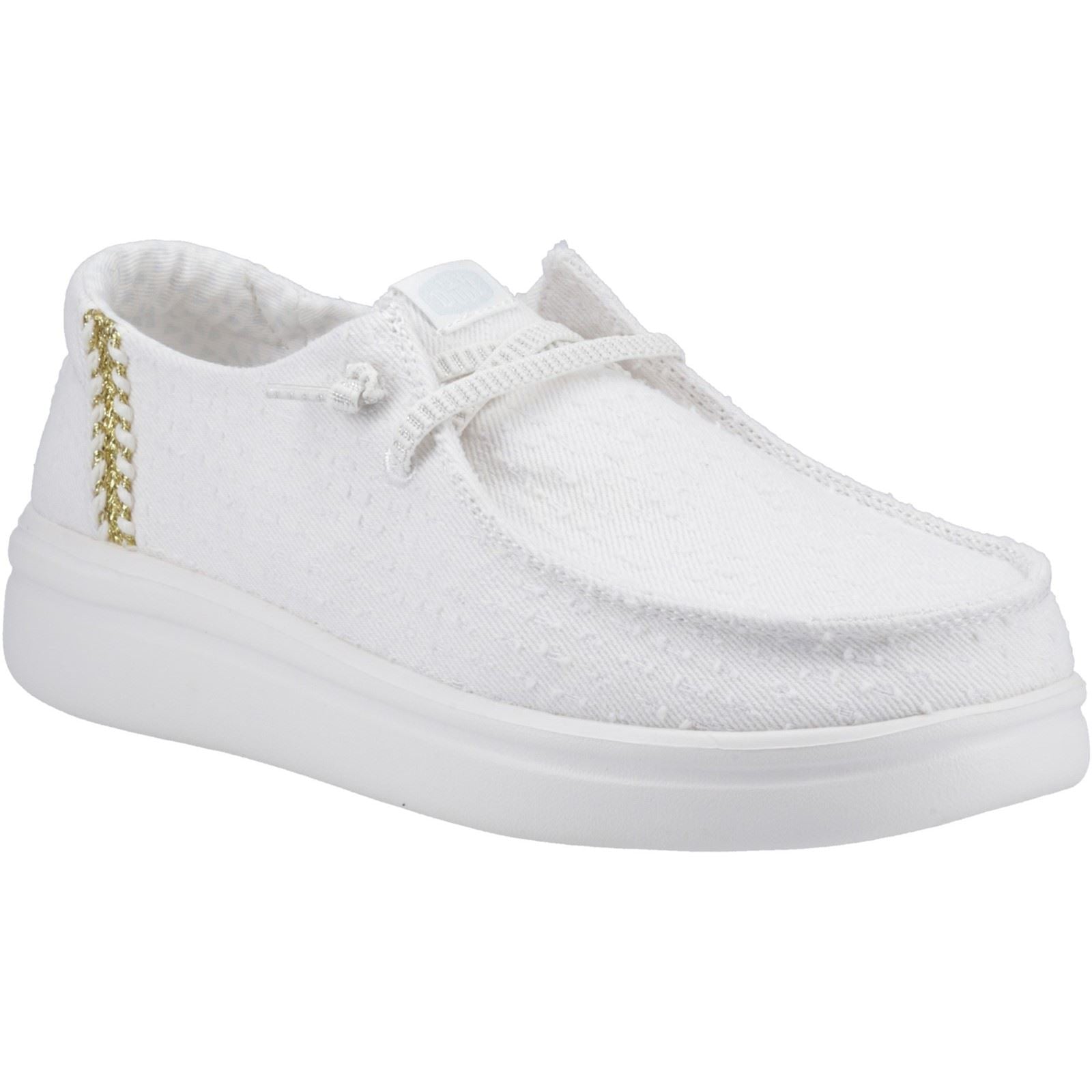 HEYDUDE Wendy Rise Perf Canvas Chaussures Mocassins Blanches Pour Femmes En Mélange De Polyester