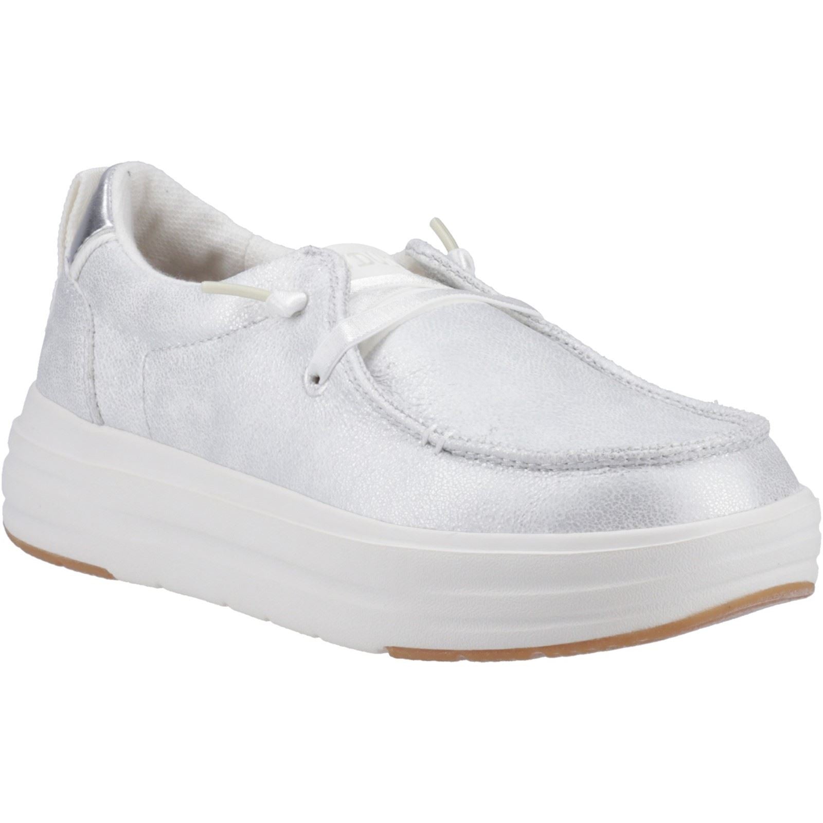 HEYDUDE Wendy Nova Shimmer Chaussures Mocassins Blanc Neige Pour Femme En Polyester
