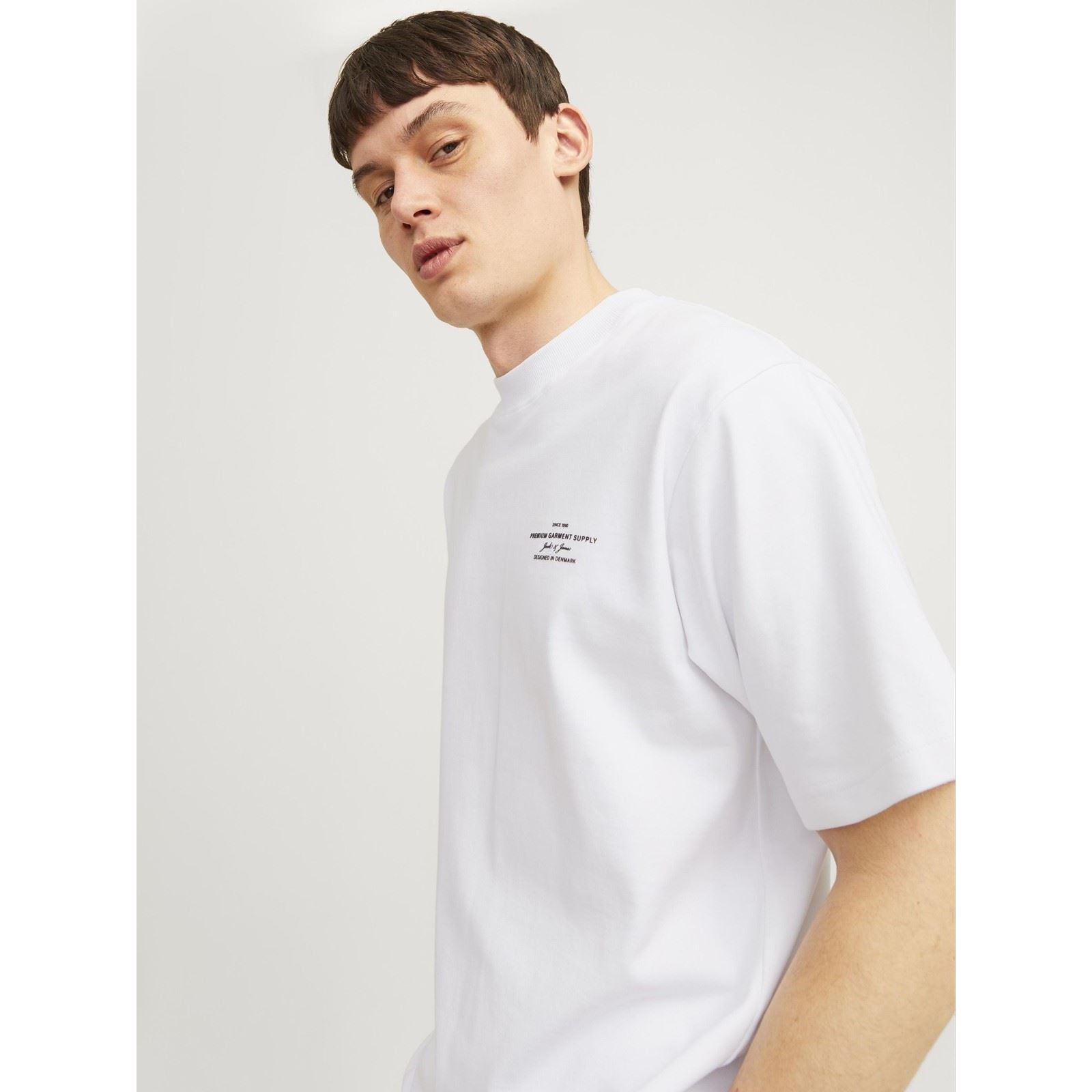 Jack & Jones Chad Branding T-Shirts Blancs À Manches Courtes En Coton Pour Hommes