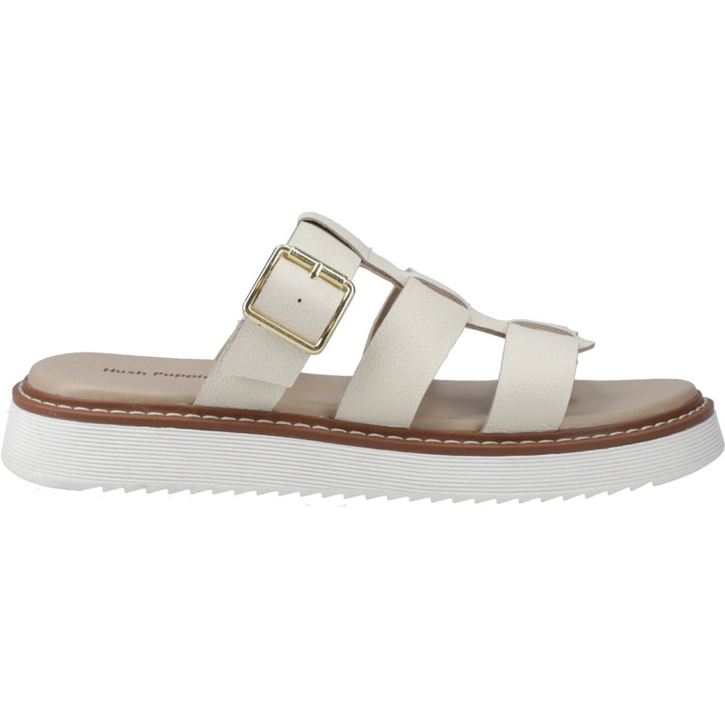 Hush Puppies Celeste Slide Sandales En Cuir Pour Femmes De Couleur Crème
