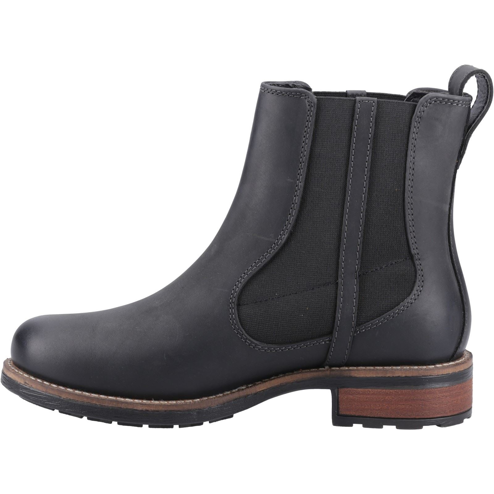 Cotswold Notgrove Bottes Plates Chelsea Noires En Cuir Pour Femmes