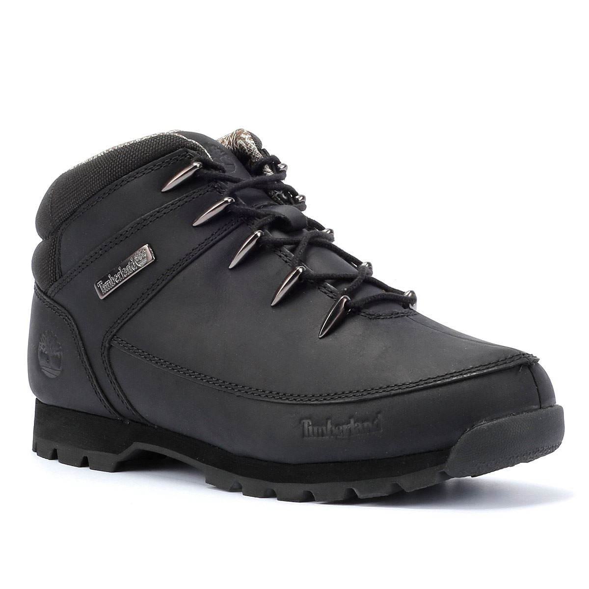 Timberland Euro Sprint Mid Lace Premium Bottes Noires En Cuir Pour Hommes