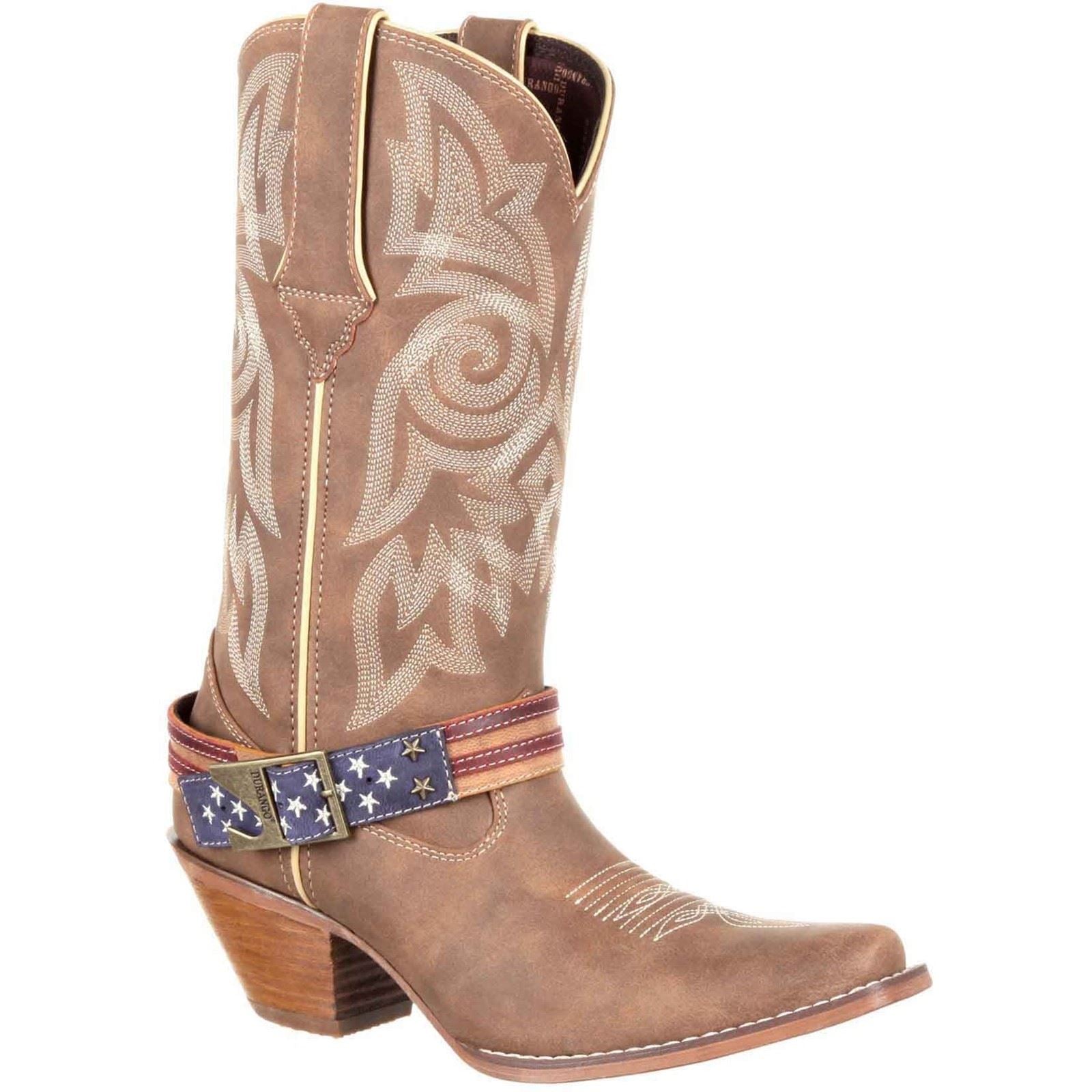 Durango Bottes En Cuir Homme Marron/Khaki Crush Flag