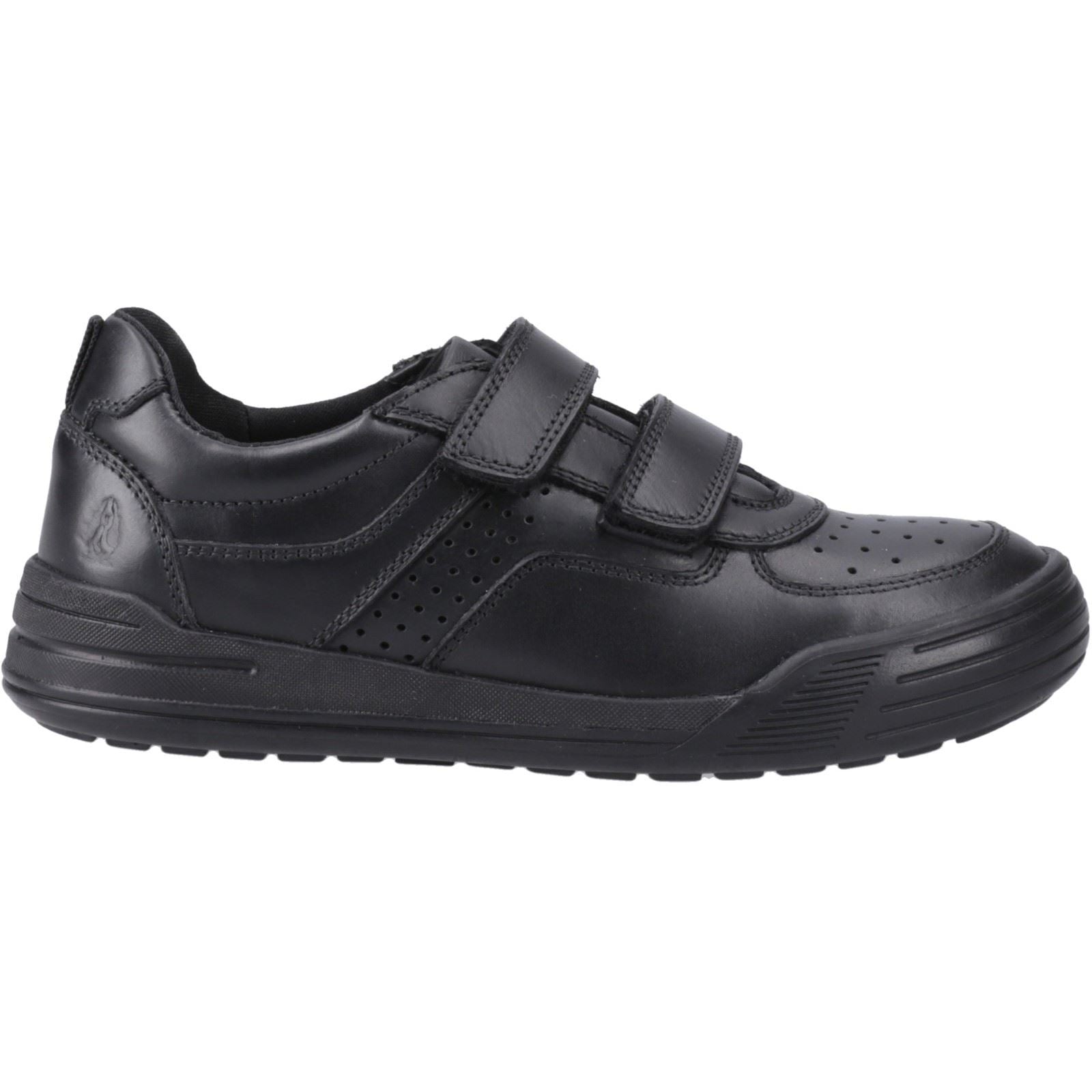 Hush Puppies Sully Chaussures Noires Pour Garçons En Cuir.