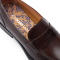 Base London Kennedy Chaussures En Cuir Pour Hommes À Enfiler Marron Foncé