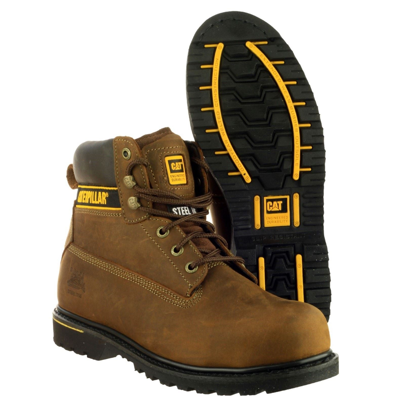 Caterpillar Bottes De Sécurité En Cuir Marron Cat Holton S3