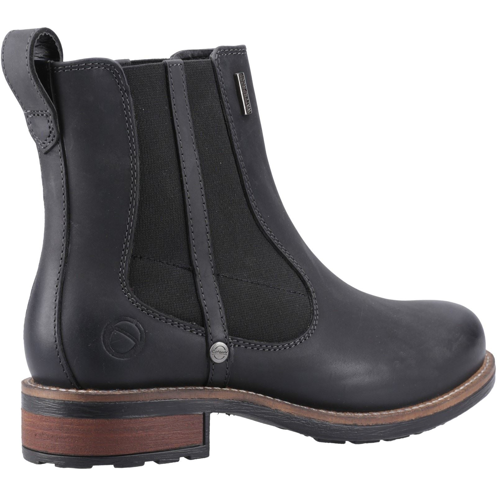 Cotswold Notgrove Bottes Plates Chelsea Noires En Cuir Pour Femmes
