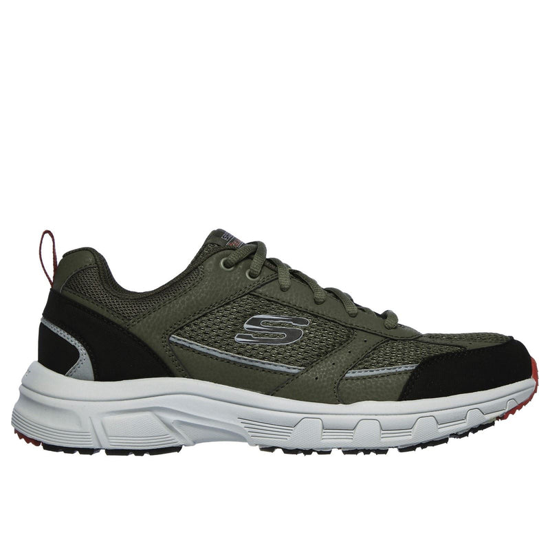 Skechers Oak Canyon Verketta Baskets Pour Hommes En Cuir Olive/Noir