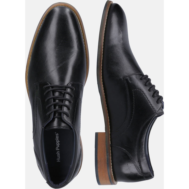 Hush Puppies Damien Lace Up Chaussures En Cuir Noir À Lacets Pour Hommes