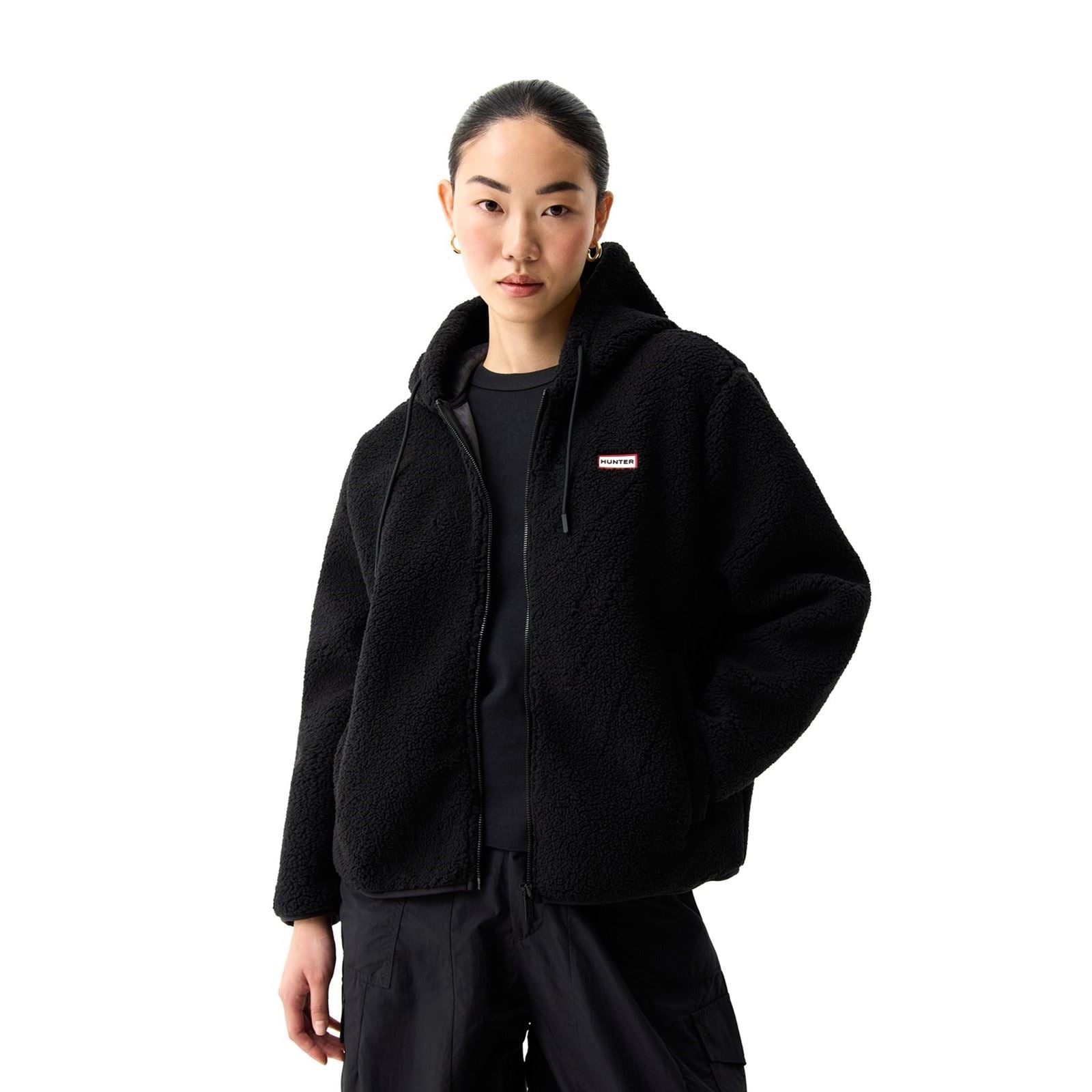Hunter Bonelle Borg Jacket Vestes En Polaire Noire Pour Femmes