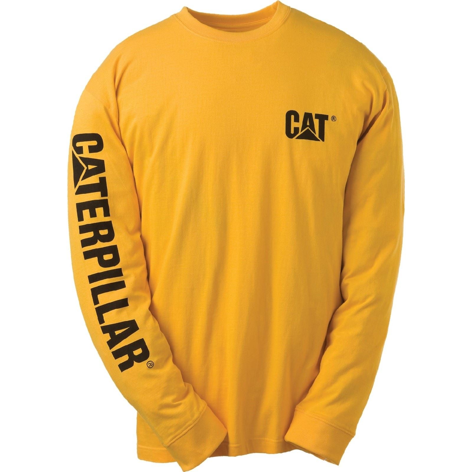 Caterpillar Trademark Banner Long Sleeve T-Shirt Jaune En Coton Pour Homme