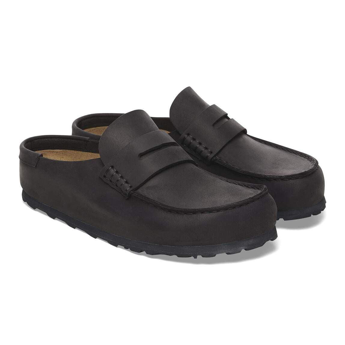 Birkenstock Naples Sabots En Cuir Noirs