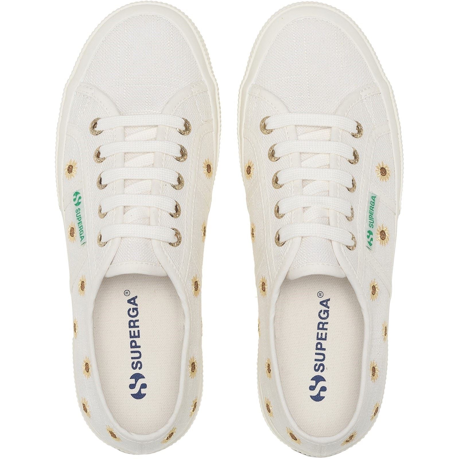 Superga Embroidery Linen Sunflower Chaussures De Sport Blanches Pour Femmes En Lin