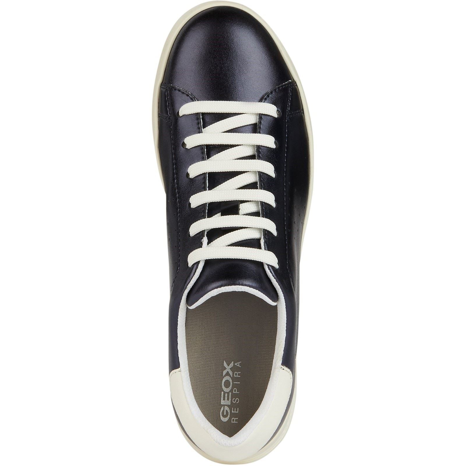 Geox D Jaysen B Jean Foncé En Simili Cuir Pour Femmes / Baskets Blanches Optiques