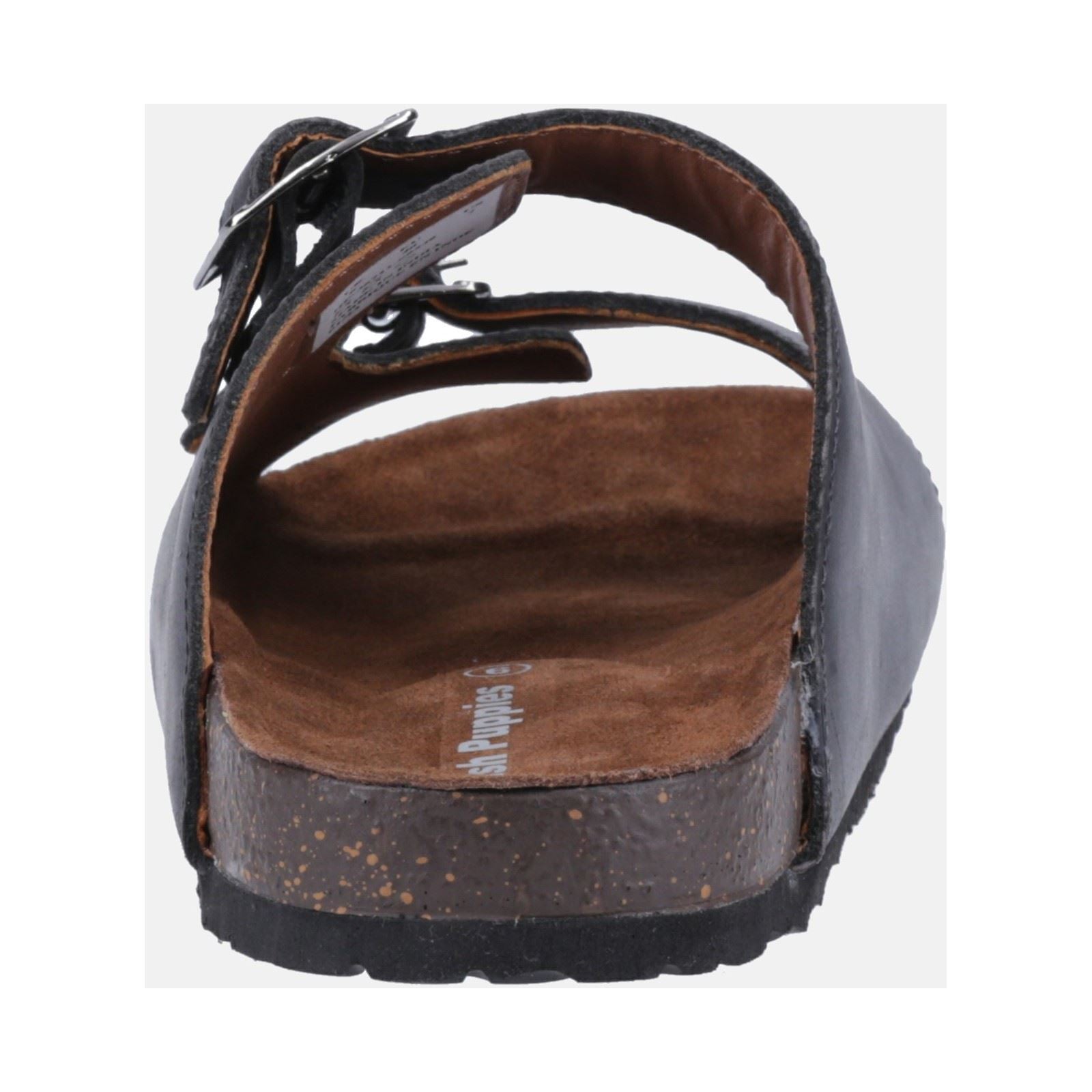 Hush Puppies Nash Slider Sandales Noires Pour Hommes En Cuir