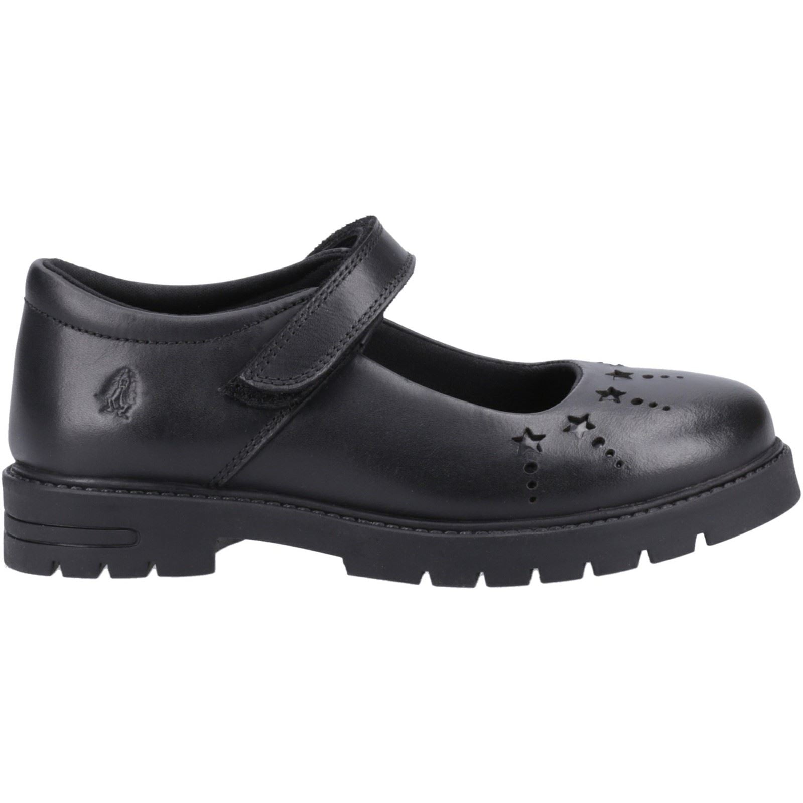 Hush Puppies Sabrina Junior Chaussures Noires Pour Filles En Cuir