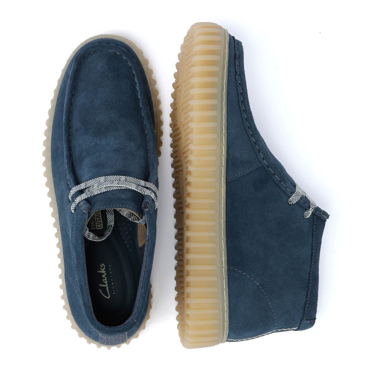 Clarks Main Torhill Hi Bottes Bleues En Daim Pour Hommes