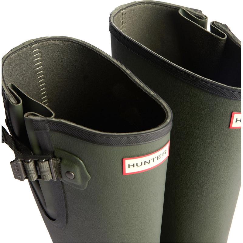 Hunter Field Downpour Bottes De Wellington En Caoutchouc Pour Femmes Vert Olive Foncé/Noir