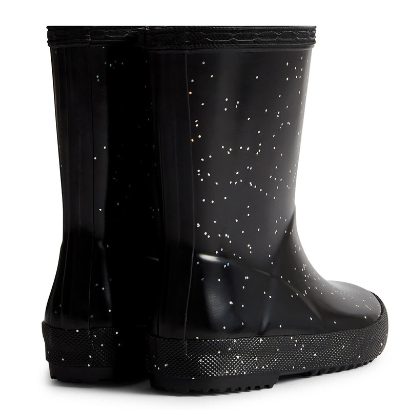 Hunter Kids First Giant Glitter Bottes En Caoutchouc Noires Wellington