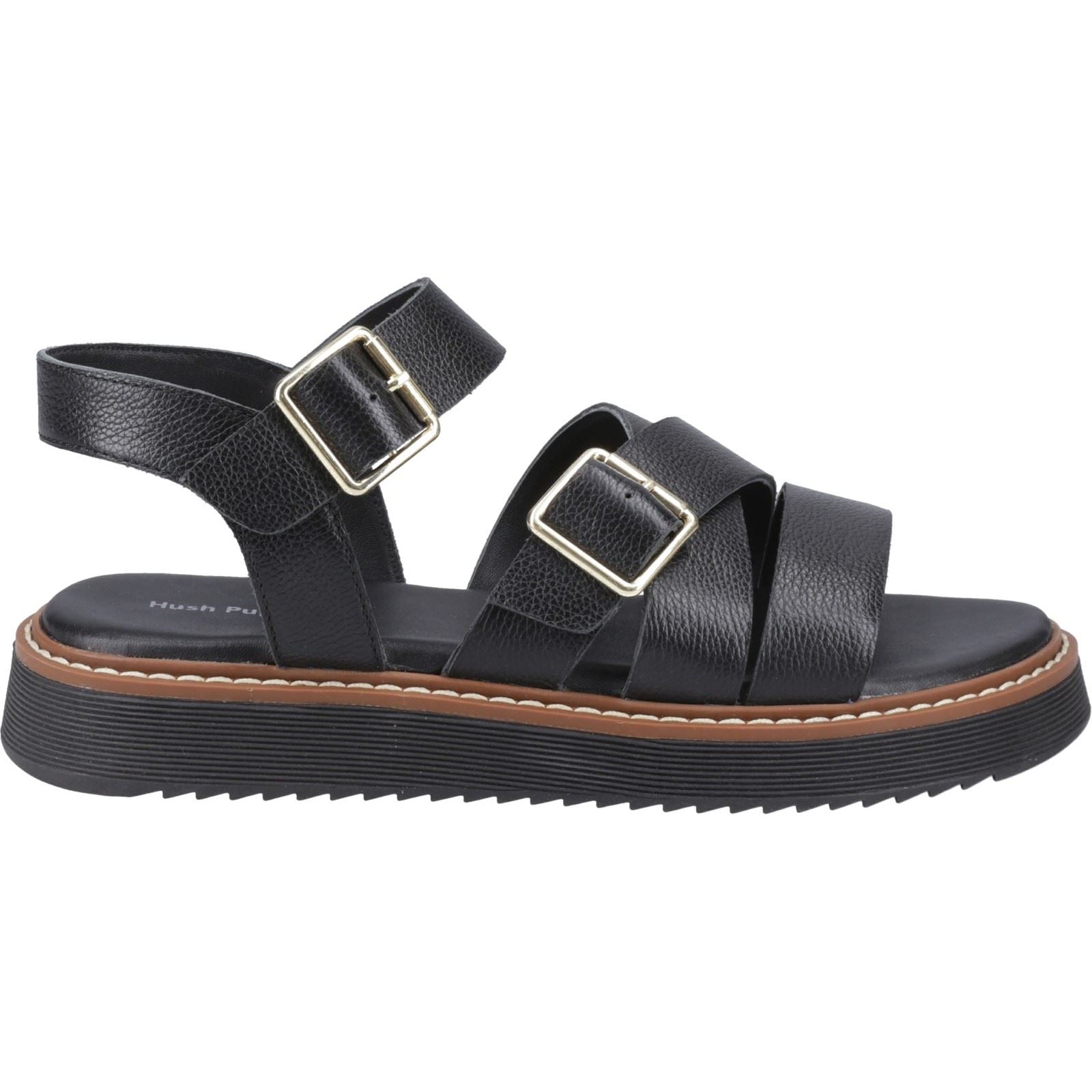Hush Puppies Cady Sandales Noires Pour Femmes En Cuir