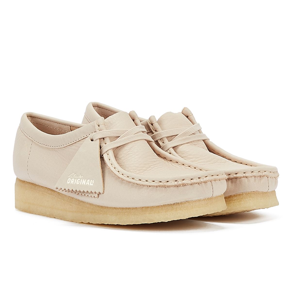 Clarks Originals Wallabee Chaussures En Cuir Beige Pour Femmes