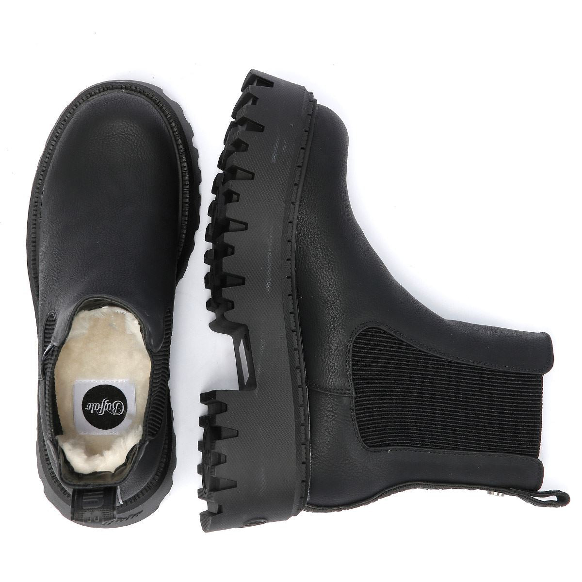 Buffalo Aspen Chelsea Bottes noires en nappa vegan pour femmes