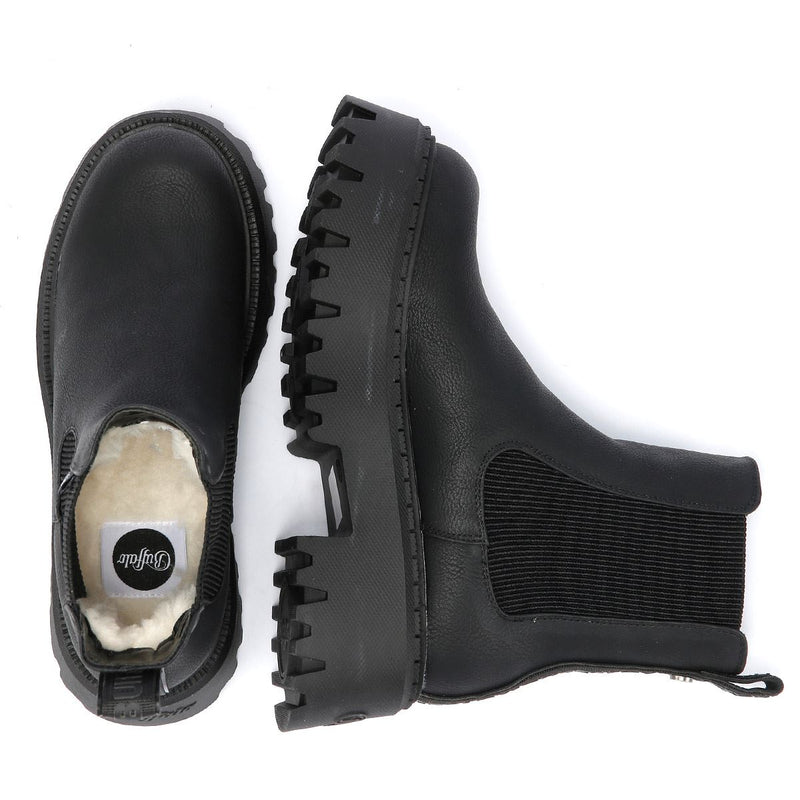 Buffalo Aspen Chelsea Bottes noires en cuir pour femmes