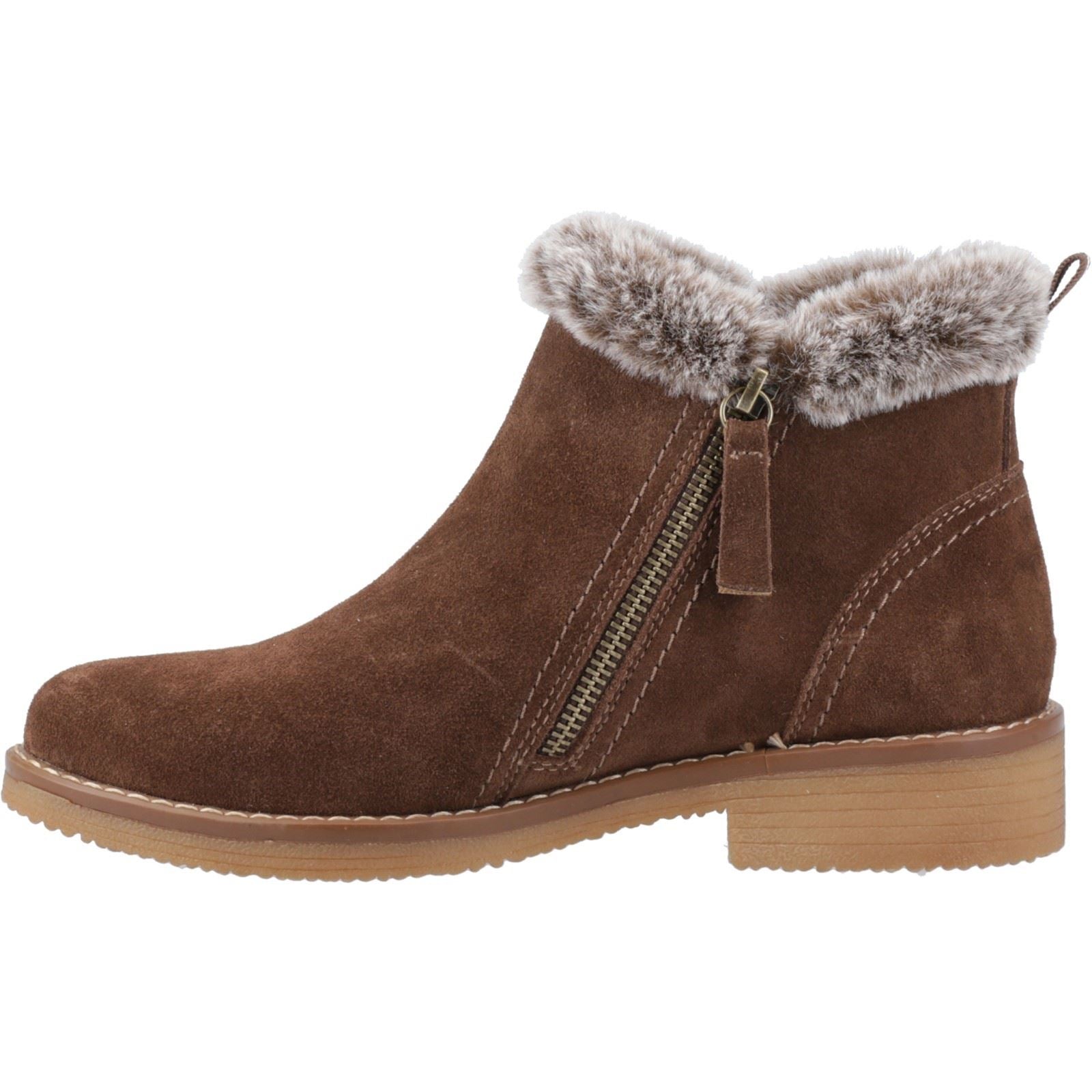 Hush Puppies Marnie Bottes À La Cheville Pour Femmes En Daim De Couleur Chocolat.