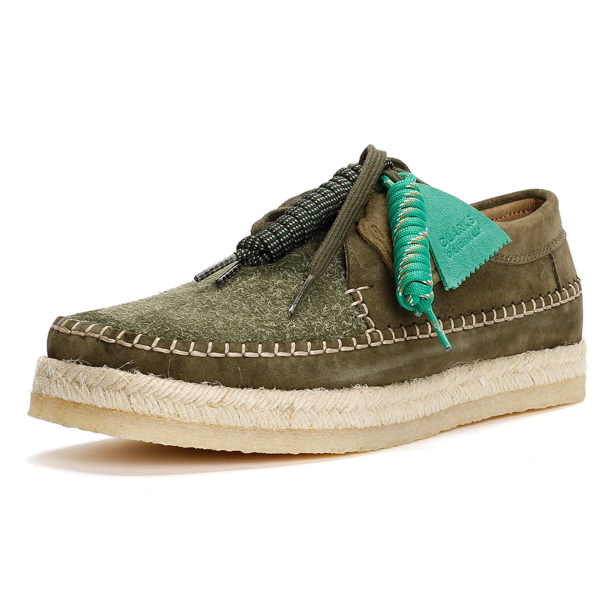 Pompeii X Clarks Weaver Chaussures À Lacets Vertes Pour Hommes En Daim