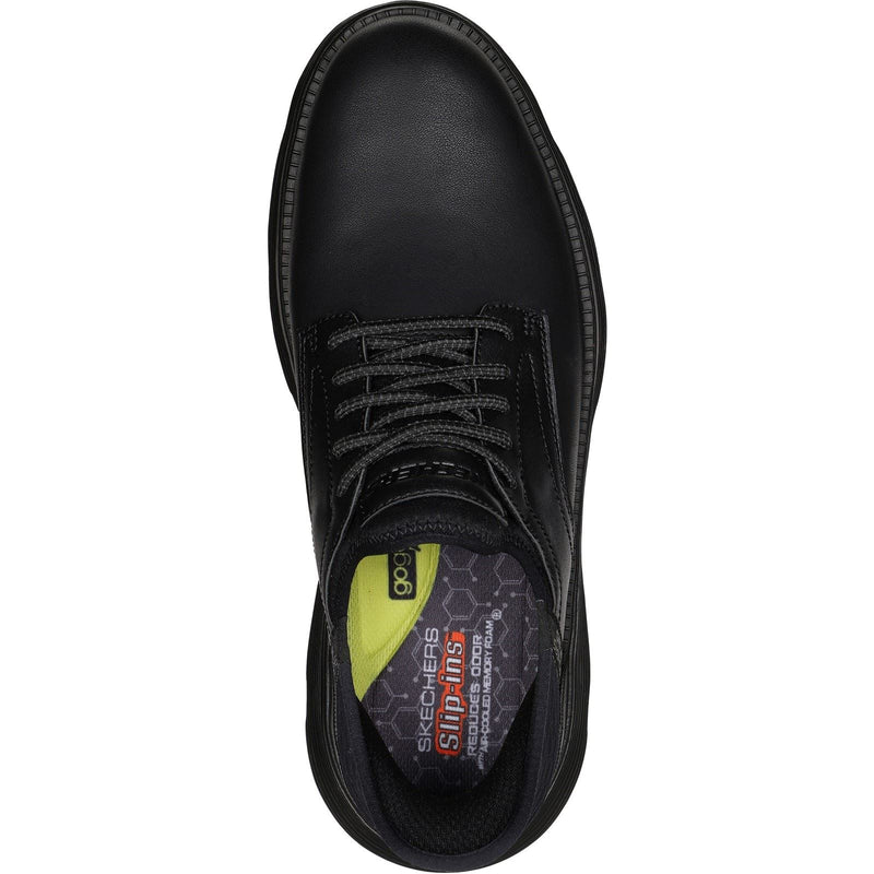 Skechers Garza Gervin Chaussures En Cuir Noir À Lacets Pour Hommes