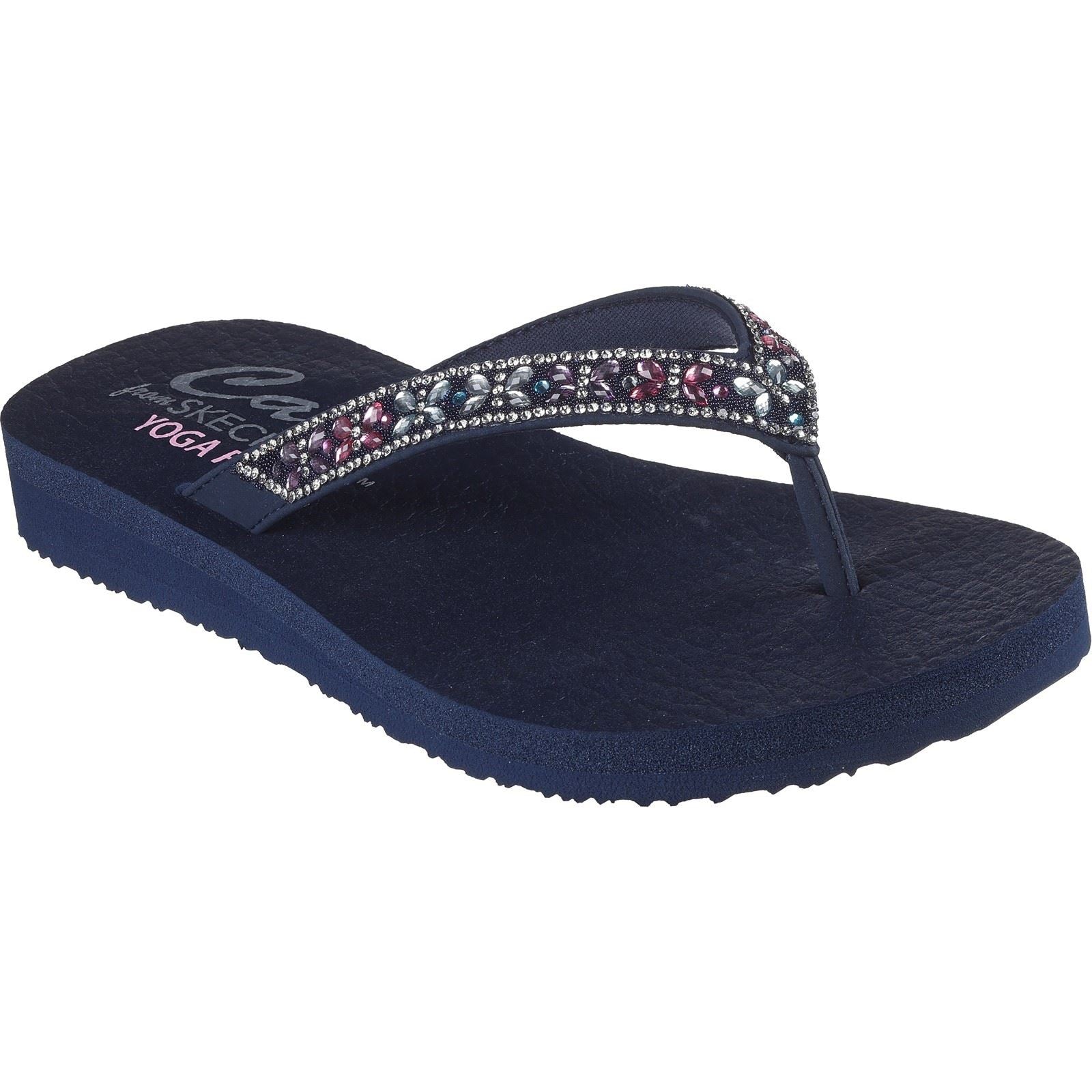 Skechers Meditation Butterfly Garden Sandales Pour Femmes En Synthétique Bleu Marine/Multicolores
