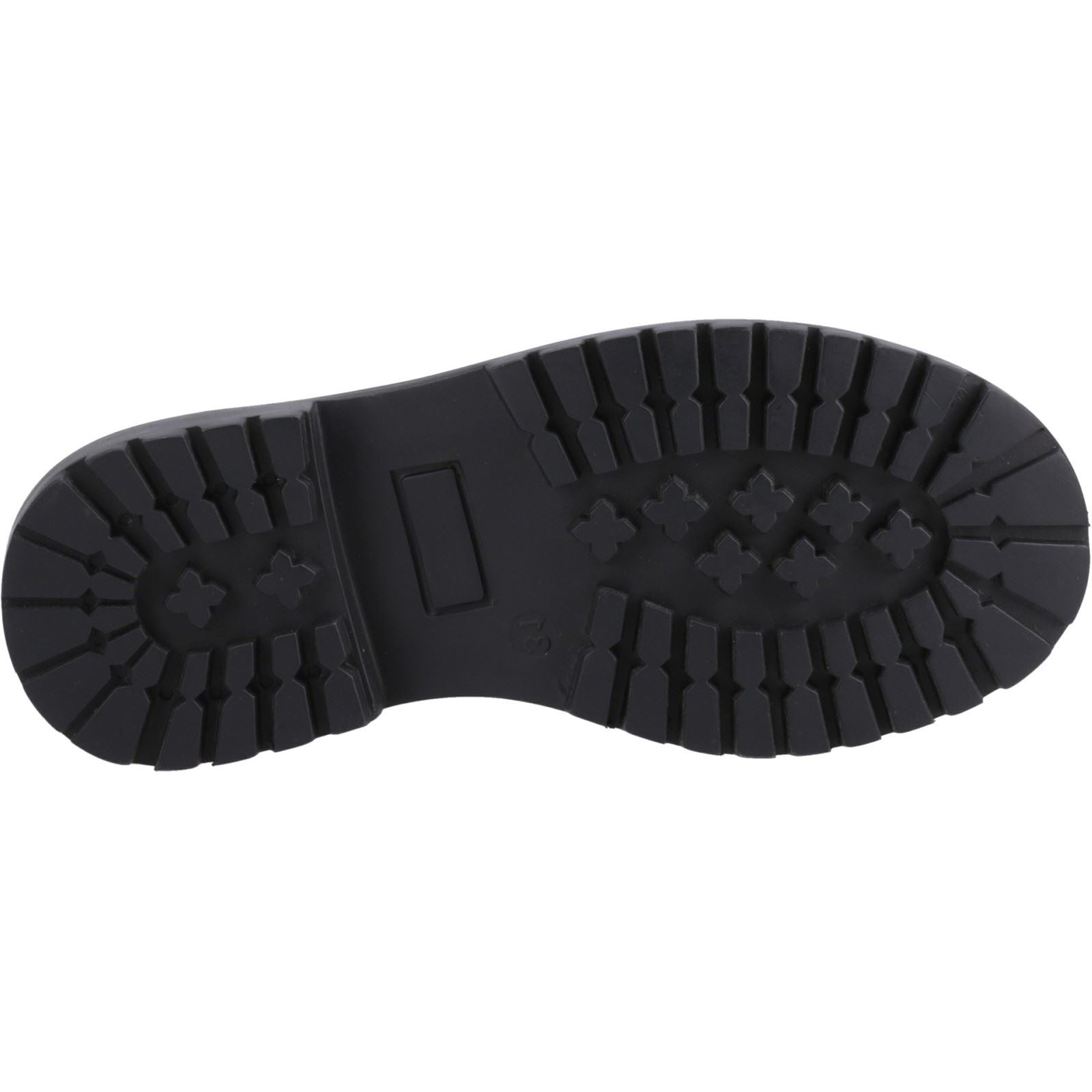 Hush Puppies Abigail Patent Senior Chaussures Plates Noires Pour Filles En Cuir