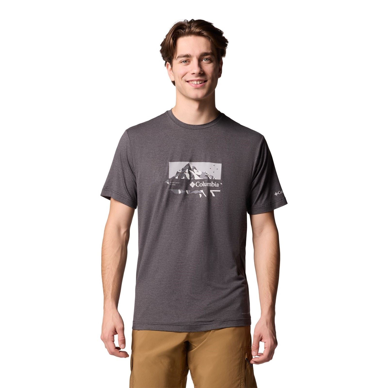 Columbia Kwick Hike Graphic SS Tee T-Shirts Noirs À Manches Courtes Pour Hommes En Polyester