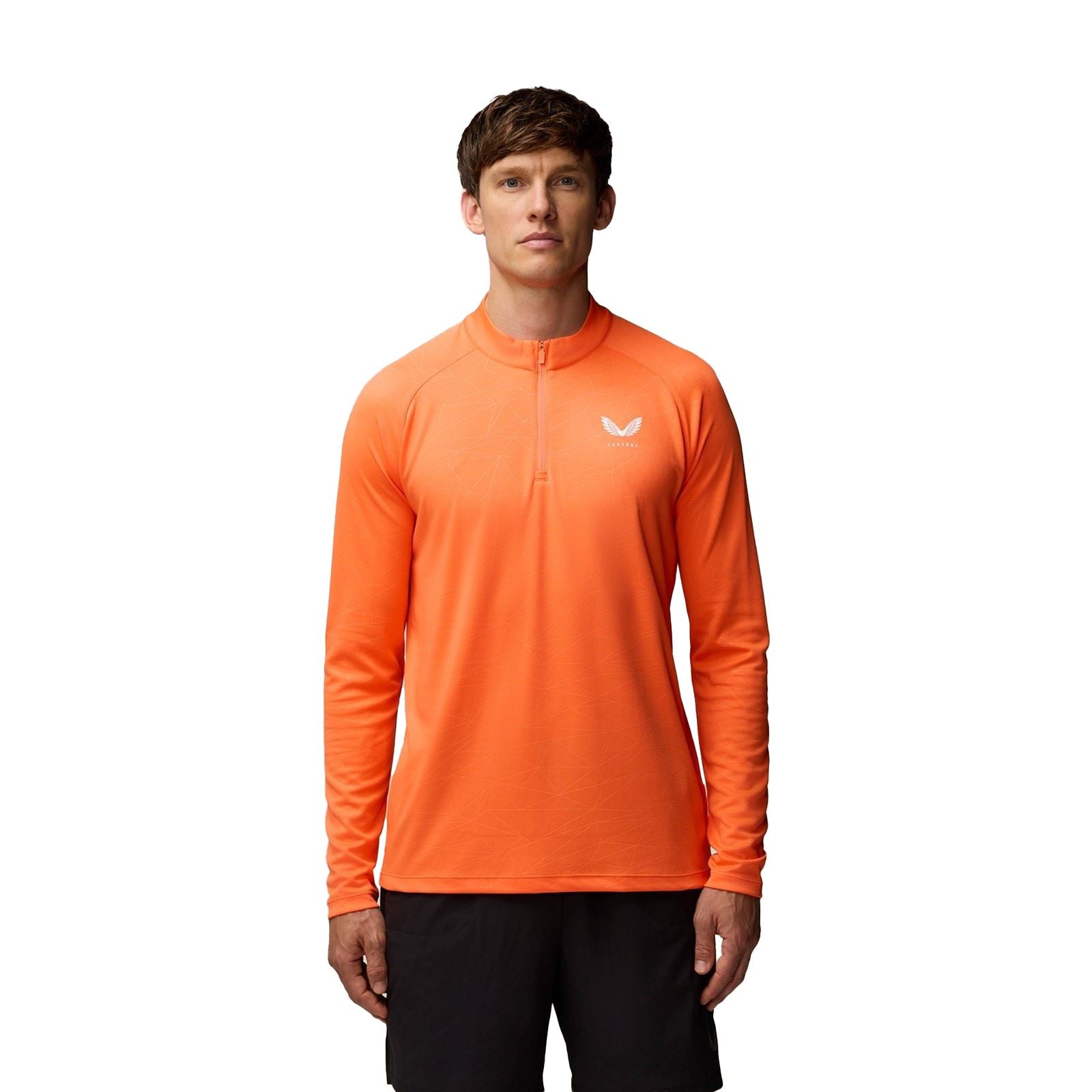 Castore Adapt Training 1/4 Zip Top T-Shirts De Sport Pour Hommes En Polyester Orange