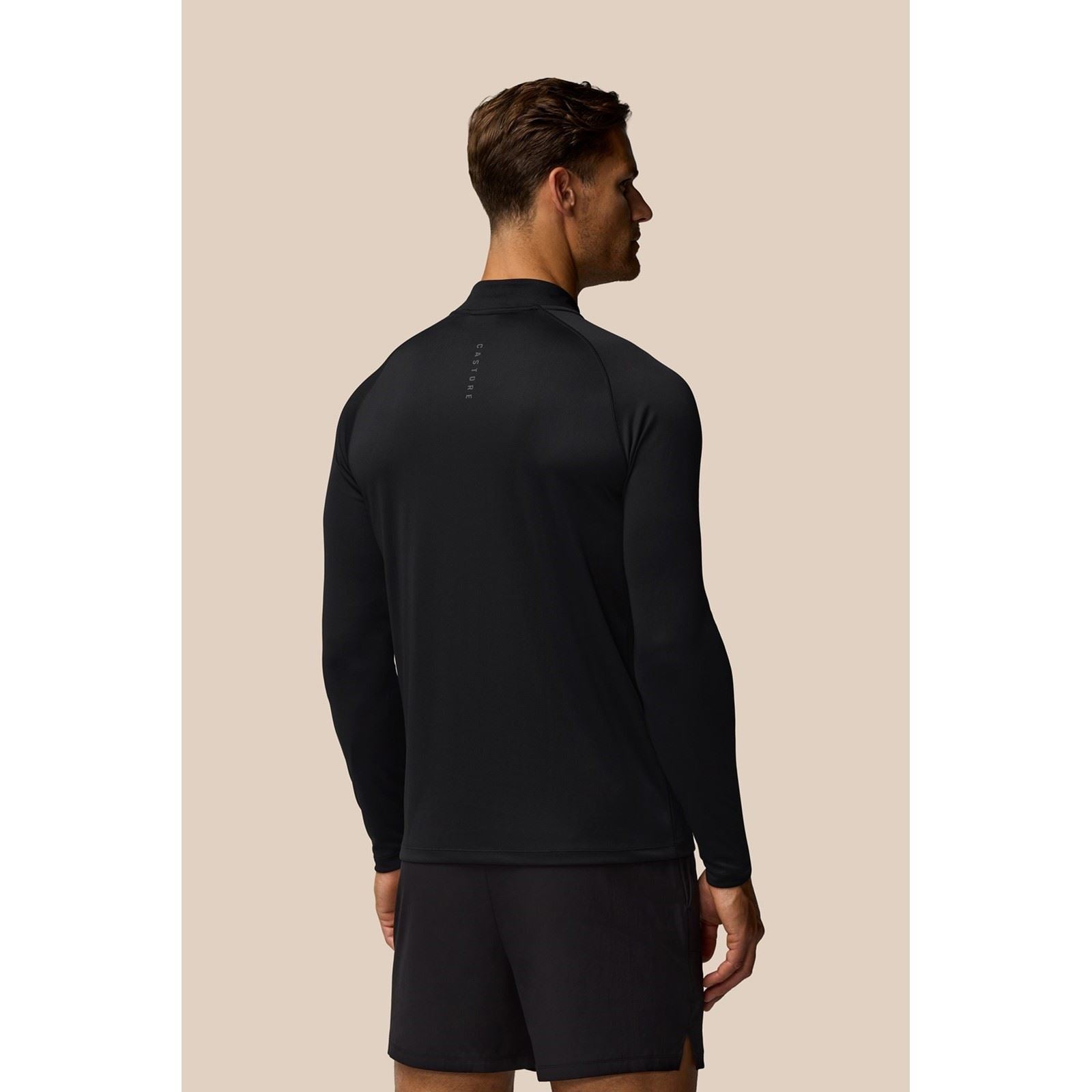 Castore Adapt Training 1/4 Zip Top T-Shirts De Sport Actifs Pour Hommes En Polyester Noir