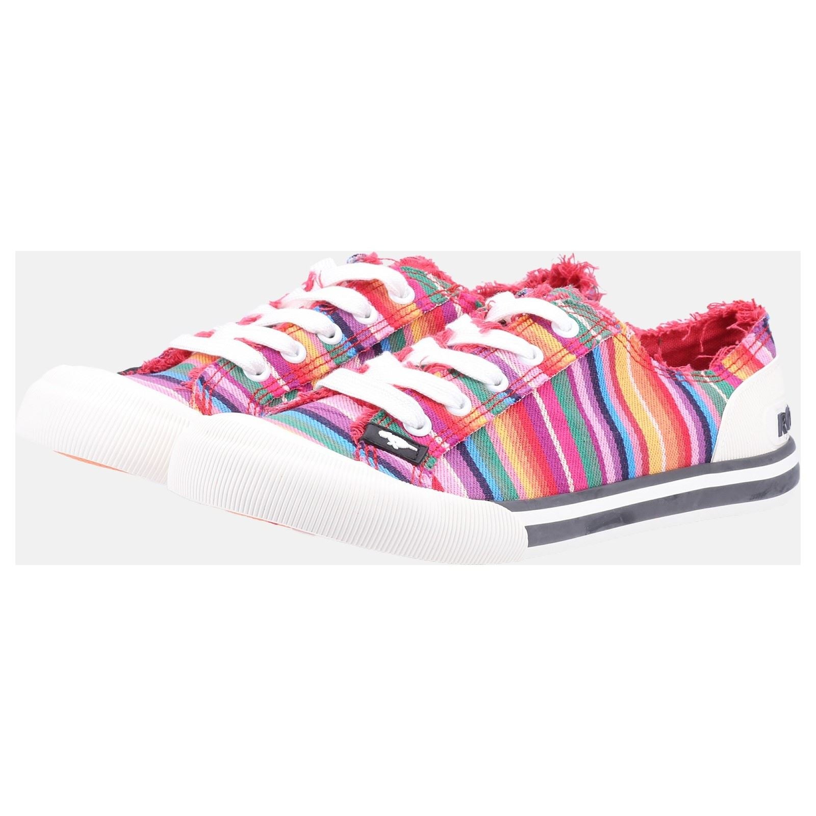 Rocket Dog Jazzin Eden Stripe Baskets Multicolores Rouges En Coton Pour Femmes