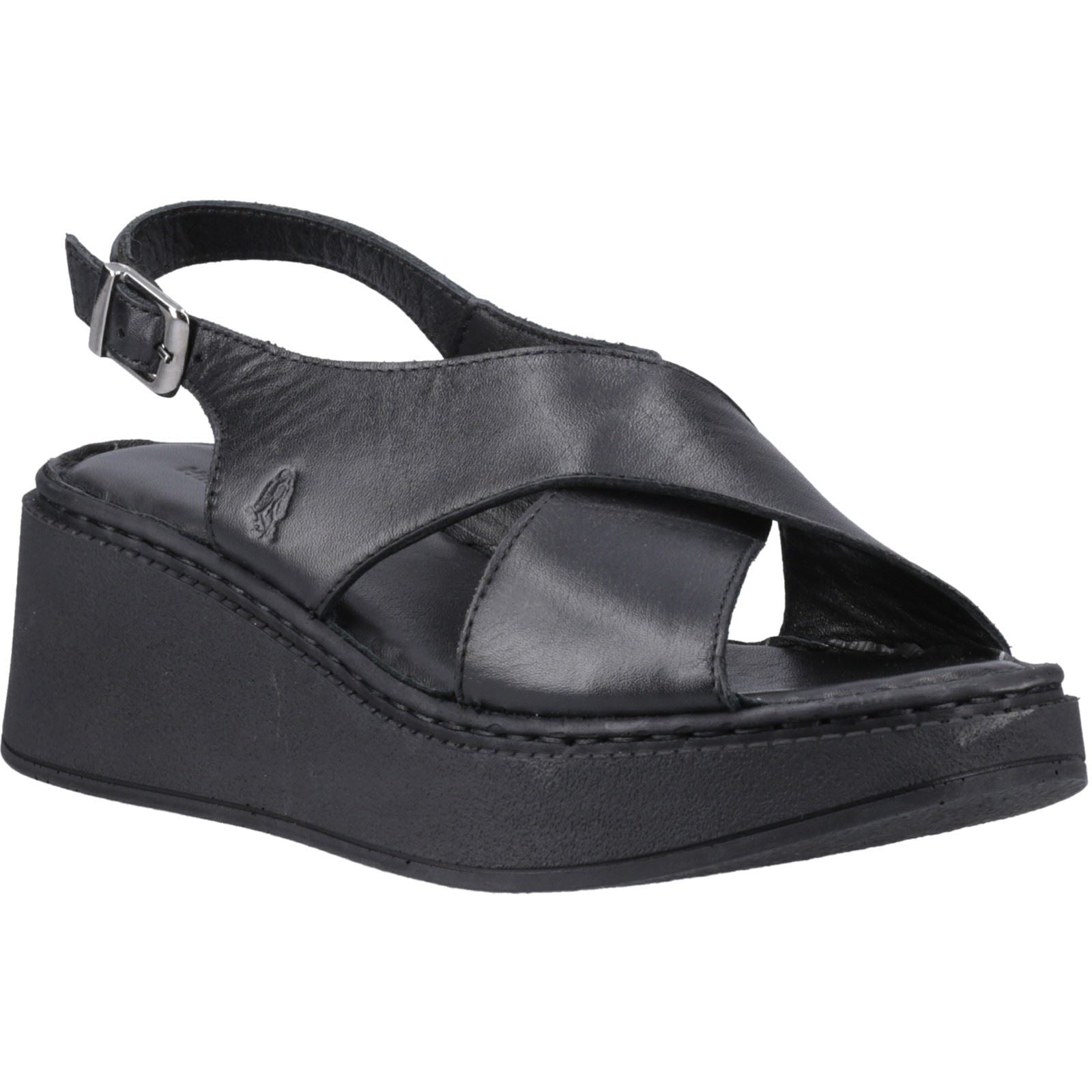 Hush Puppies Bex Wedge Escarpins Compensés Noirs En Nubuck Pour Femmes