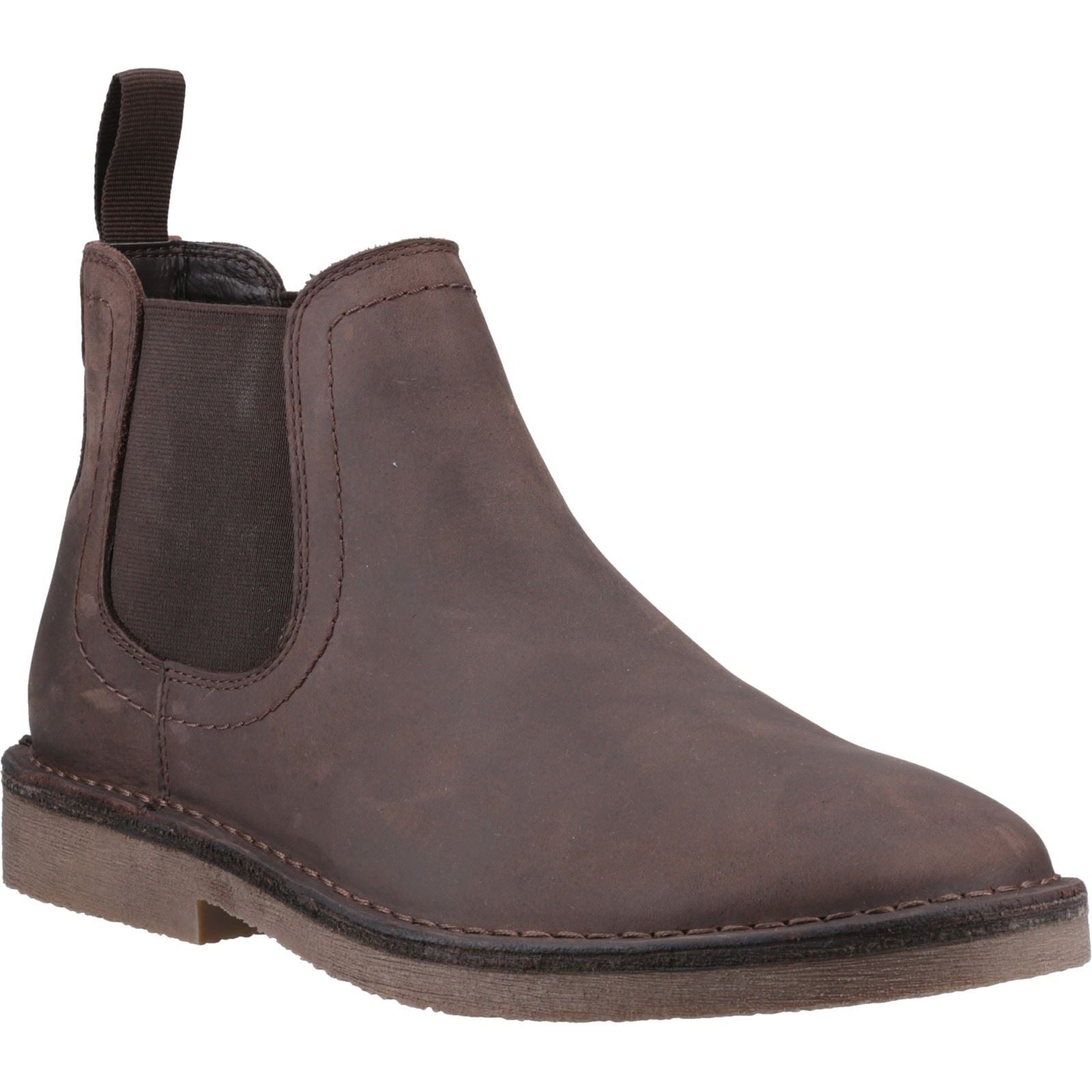 Hush Puppies Shaun Bottes Homme En Cuir Marron Ciré