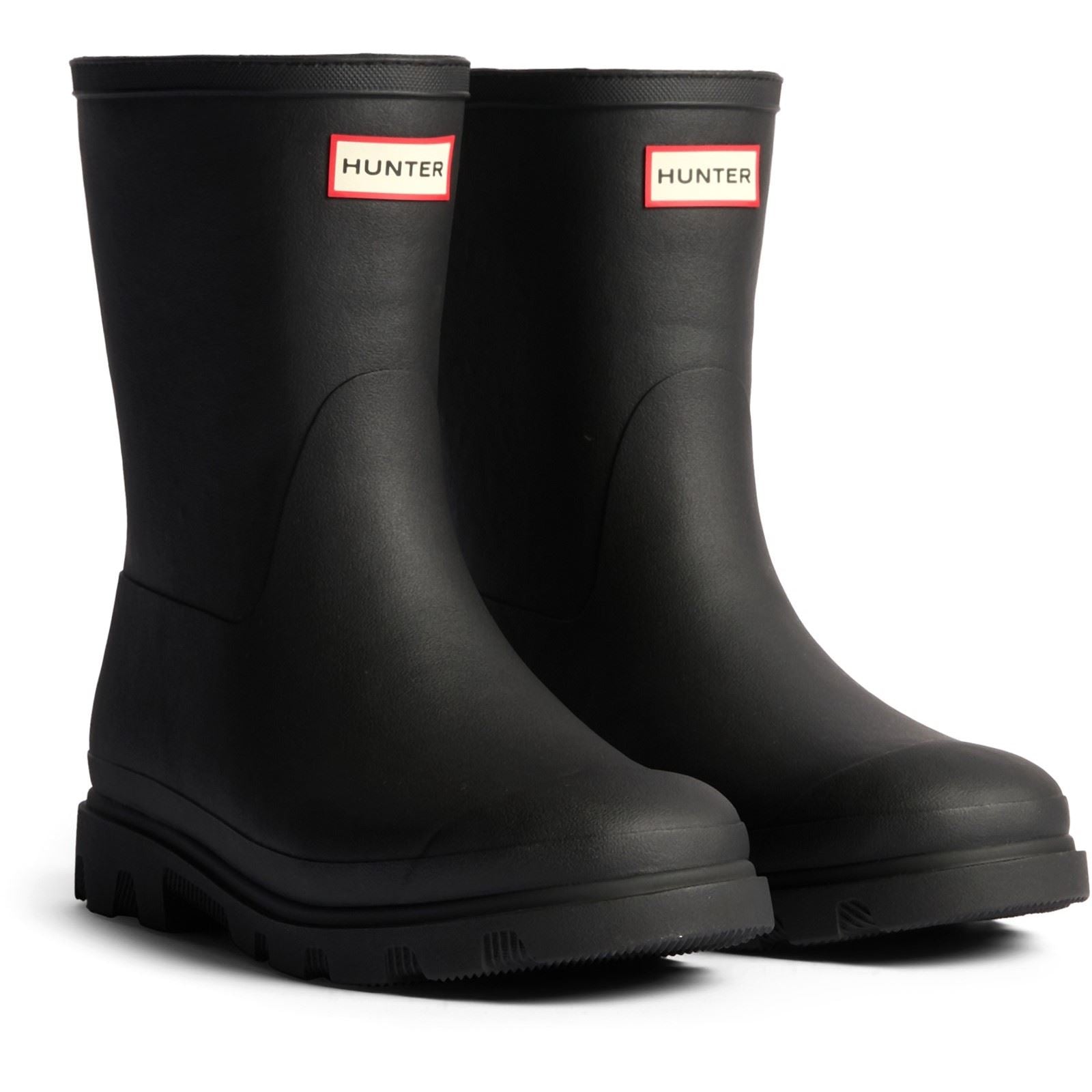 Hunter Downpour Short Insulated Bottes De Pluie Noires En Caoutchouc Pour Hommes