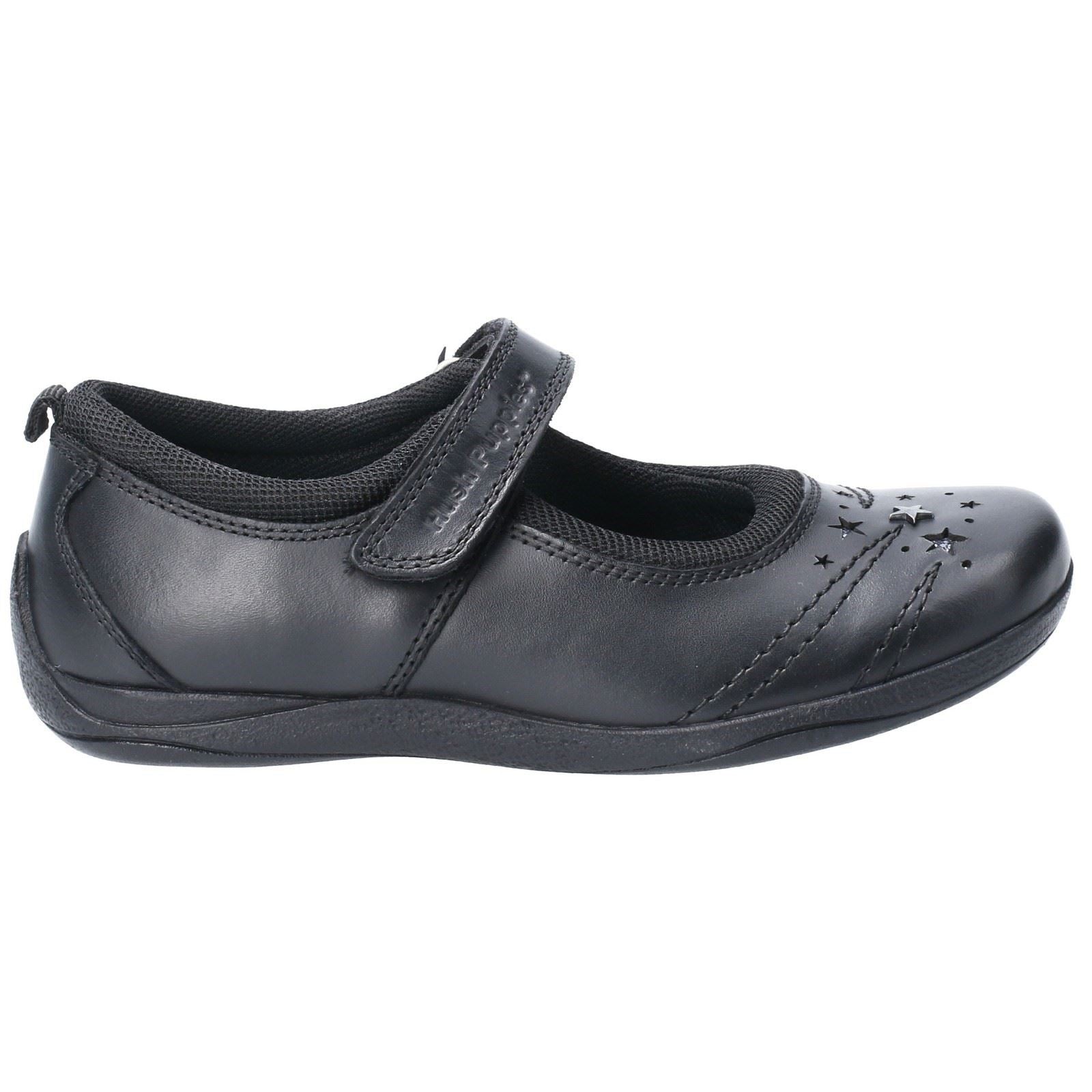 Hush Puppies Amber Junior Chaussures Noires Pour Filles En Cuir