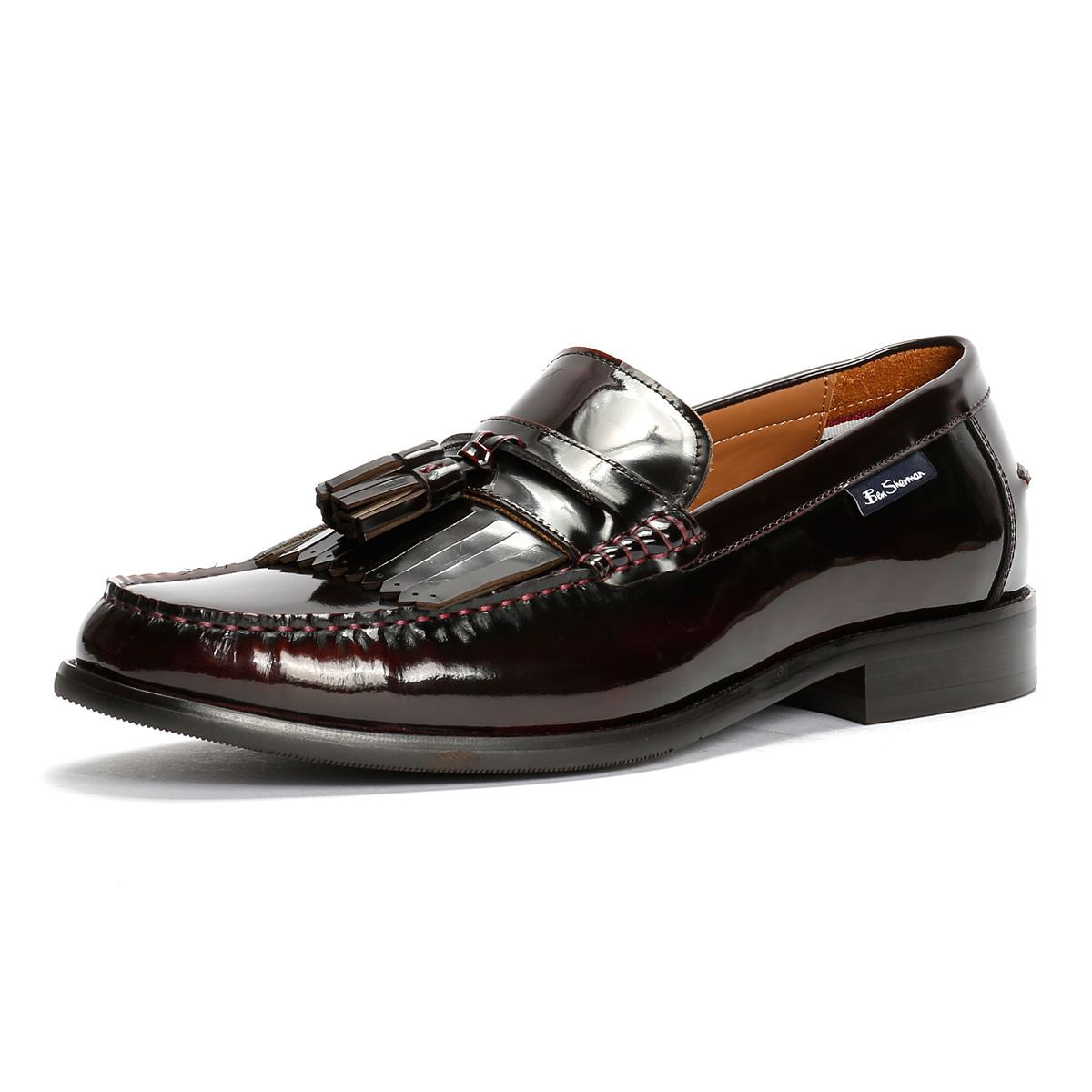 Ben Sherman Buster Mocassins Rouges En Cuir Pour Hommes