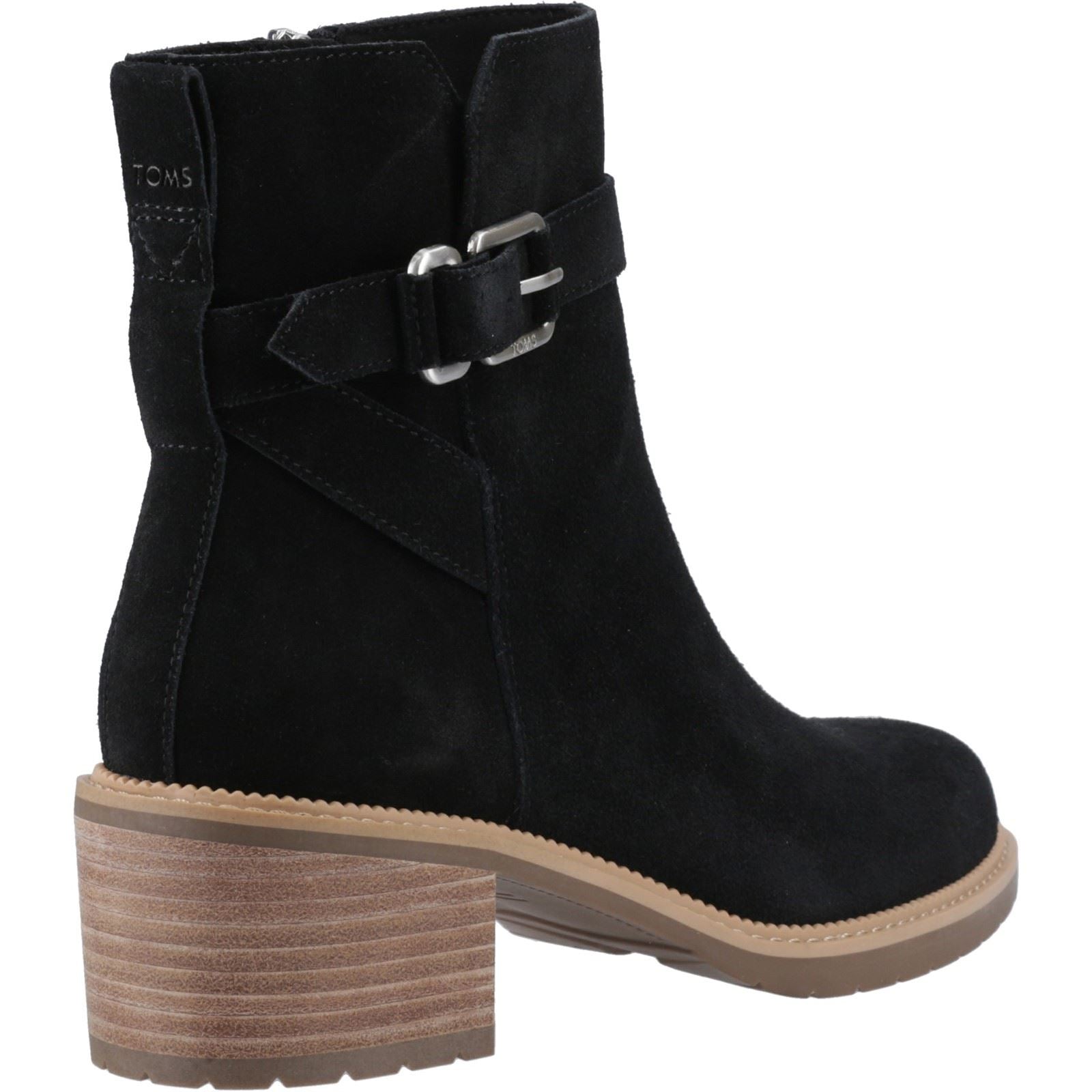 TOMS Hailey Buckle Bottines Noires À Talons En Cuir Pour Femmes