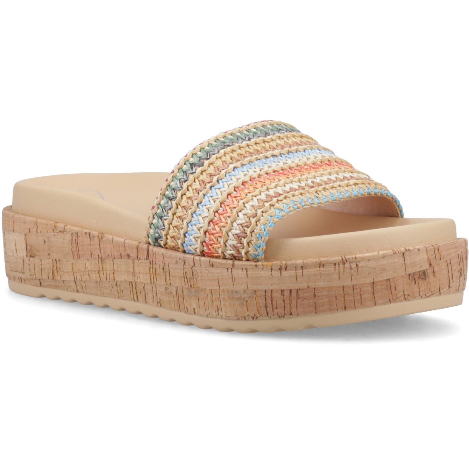 Rocket Dog Faye Alti Raffia Sandales Multicolores En Textile Pour Femmes