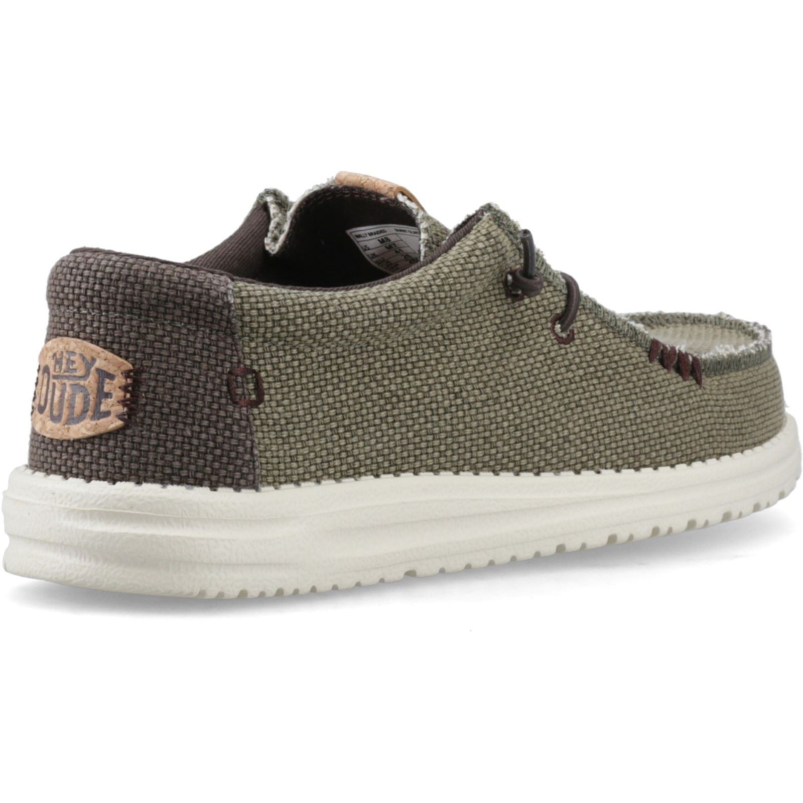 HEYDUDE Wally Braided Mocassins Pour Hommes En Olive Brûlé/Brun Delicioso