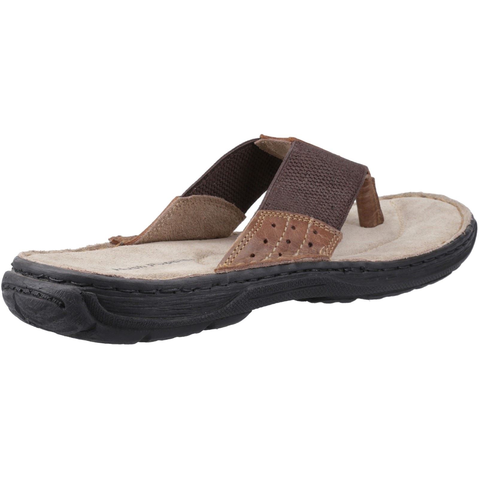 Hush Puppies Alan Toepost Tongs Pour Hommes En Cuir Marron