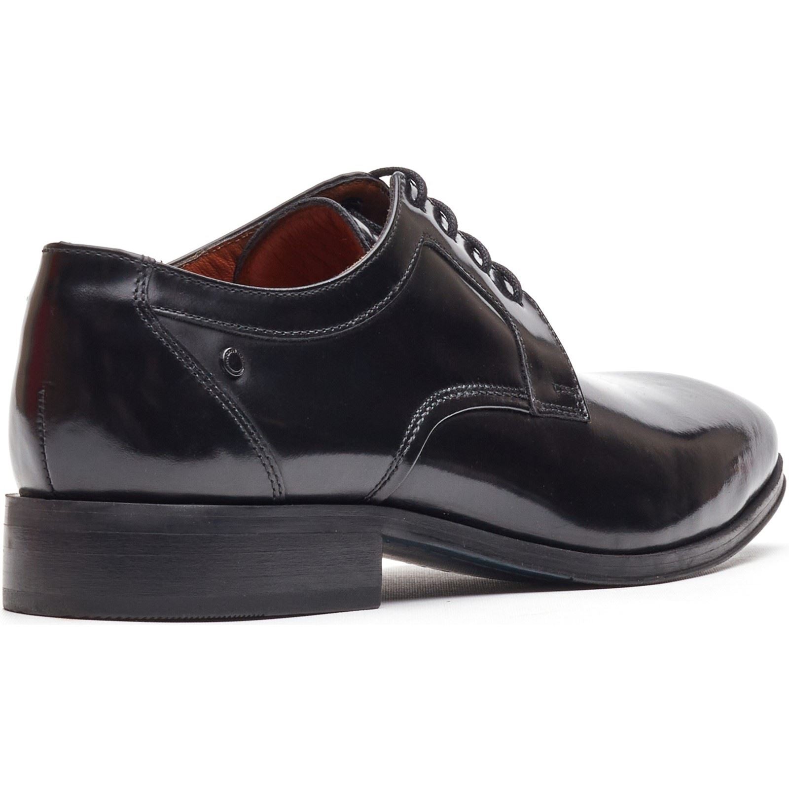 Base London Dome Lace Up Chaussures En Cuir Pour Hommes À Lacets Noires Brillantes