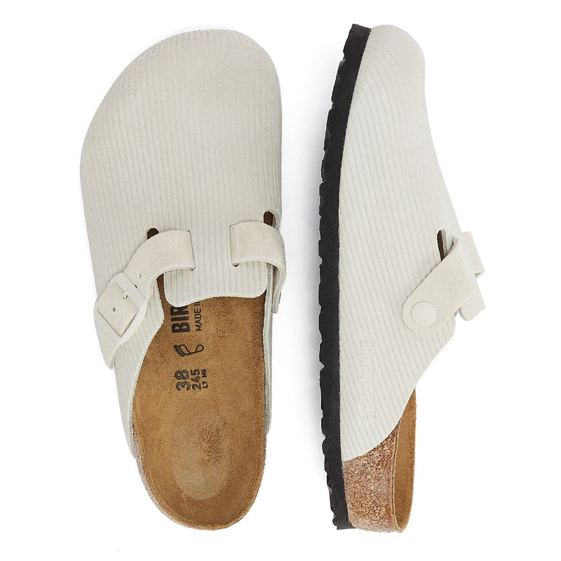 Birkenstock Chaussures De Confort Blanches Pour Femmes Sabot En Velours Côtelé Antique Boston