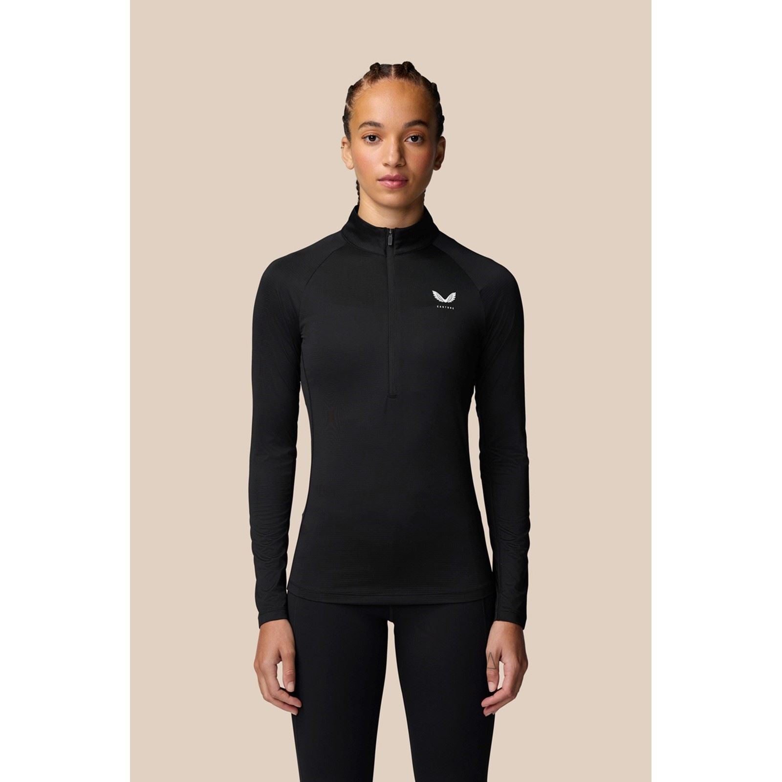 Castore 1/2 Zip Long Sleeve Top T-Shirts Actifs Pour Femmes En Polyester Noir