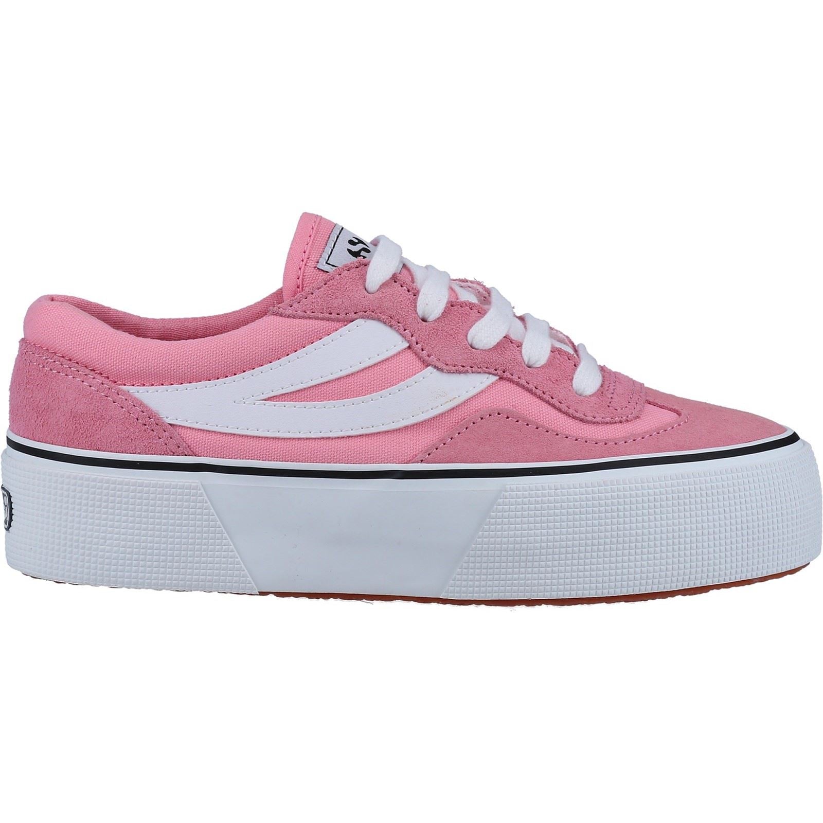 Superga 3041 Revolley Colorblock Platform Baskets En Cuir Roses/Blanches Pour Femmes