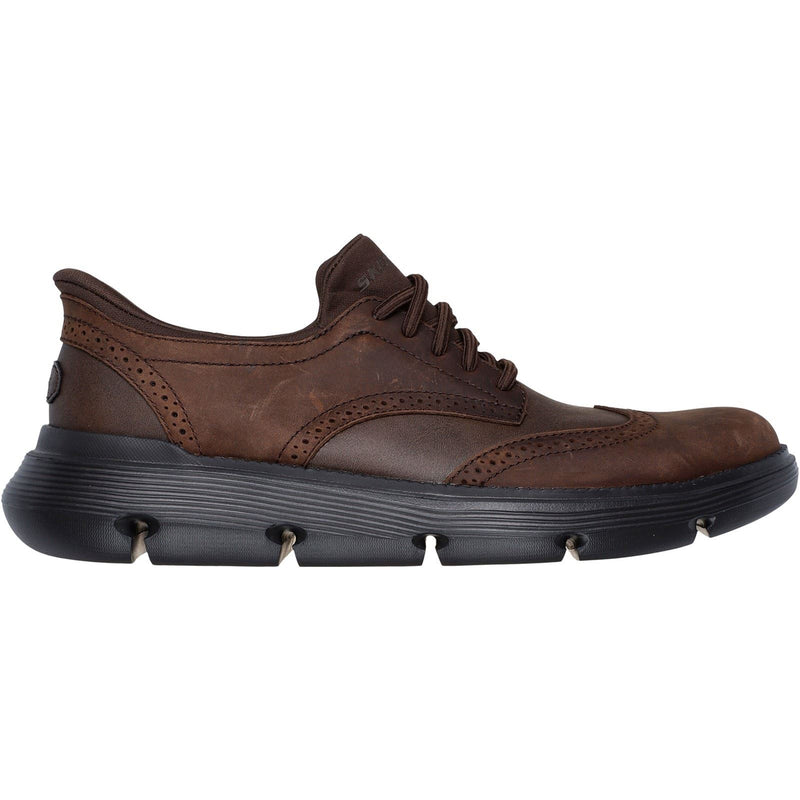 Skechers Garza Sully Chaussures À Lacets En Cuir Pour Homme De Couleur Cacao